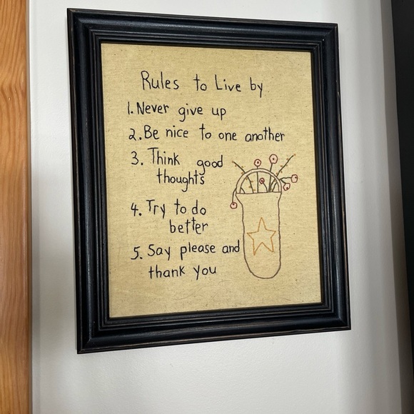 Handcrafted Embroidered Wall Art with Black Frame